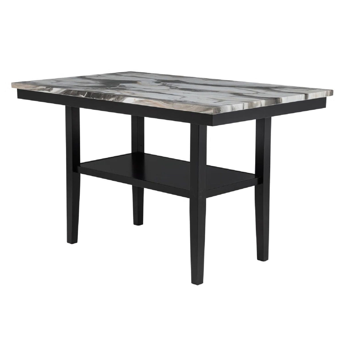5 Piece Counter Dining Set With Table, Chairs - Black / Brown