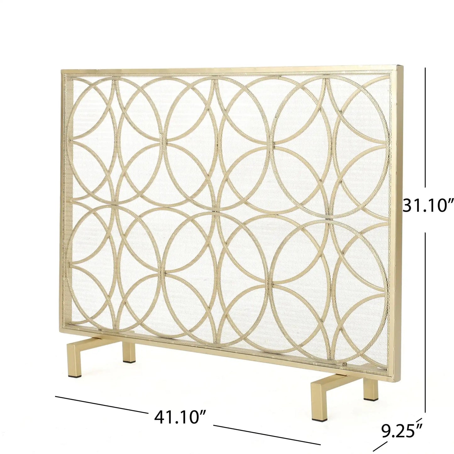 Thayer Single Panel Iron Fireplace Screen with Geometric Design