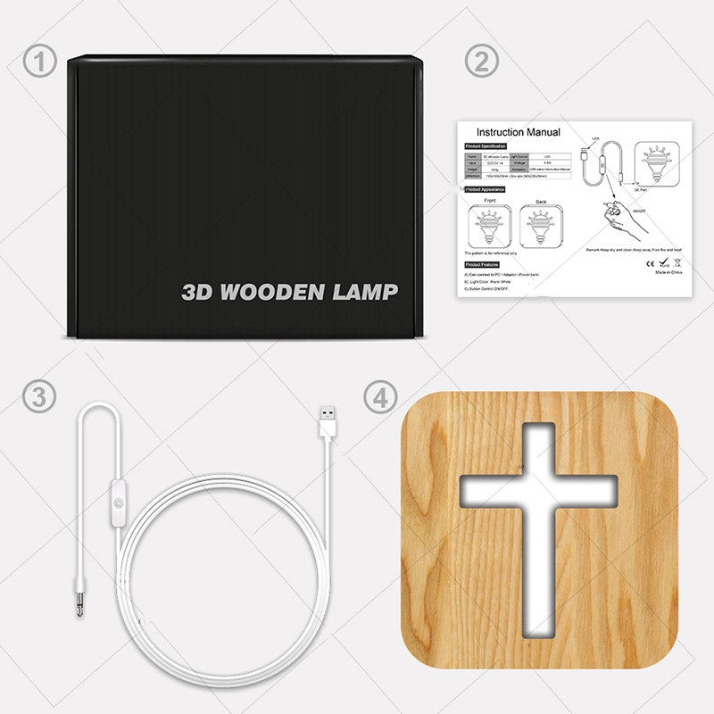 Solid Wood Craft Table Wooden Led Small Night Light
