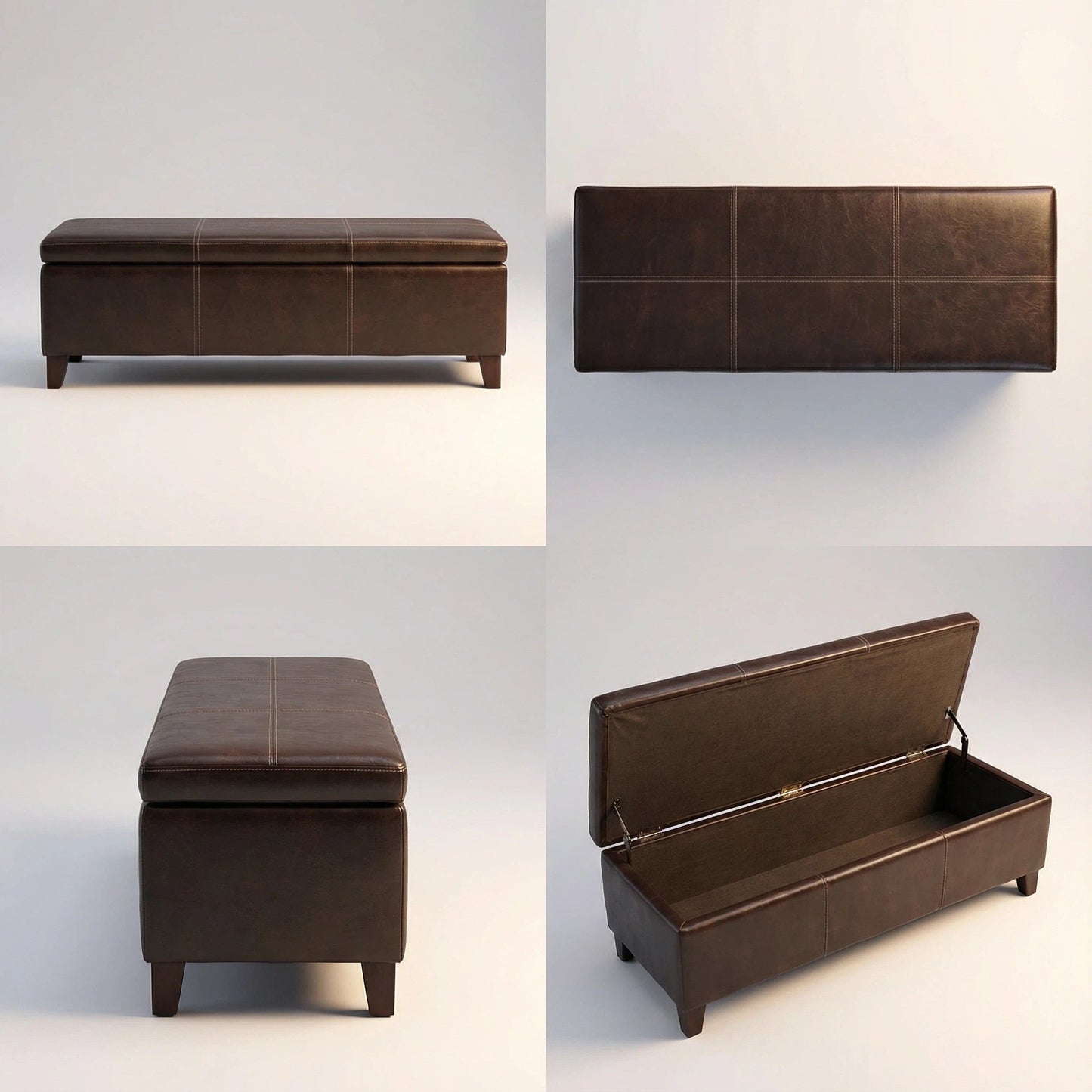 Rectangle Storage Ottoman Bench For Living Room - Brown