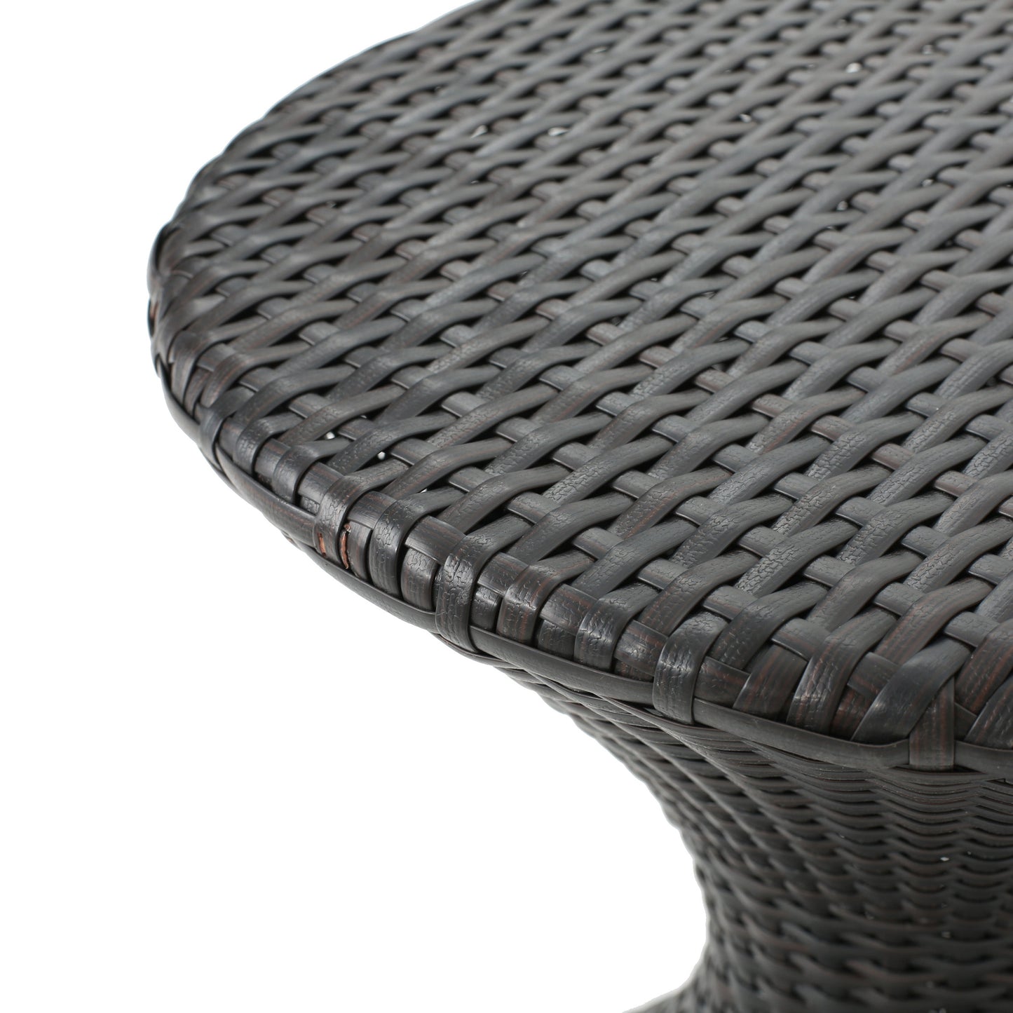 Outdoor 16-Inch Multi-Brown Wicker Hourglass Side Table