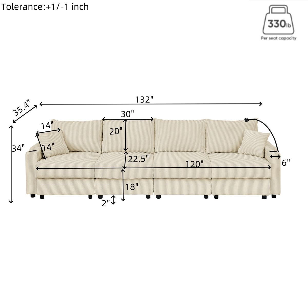 Modern U-Shaped Couch with Storage and Ottomans