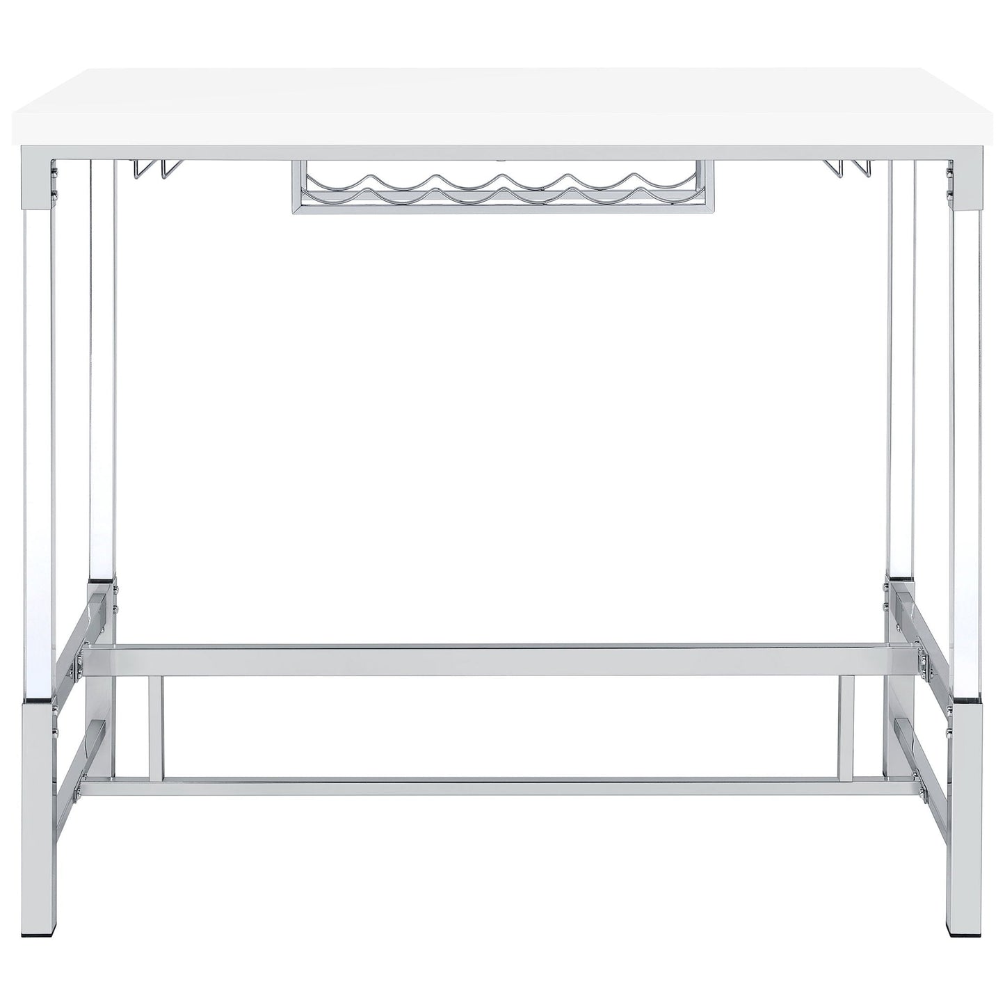 Norcrest 47-inch Acrylic Leg Bar Table White High Gloss