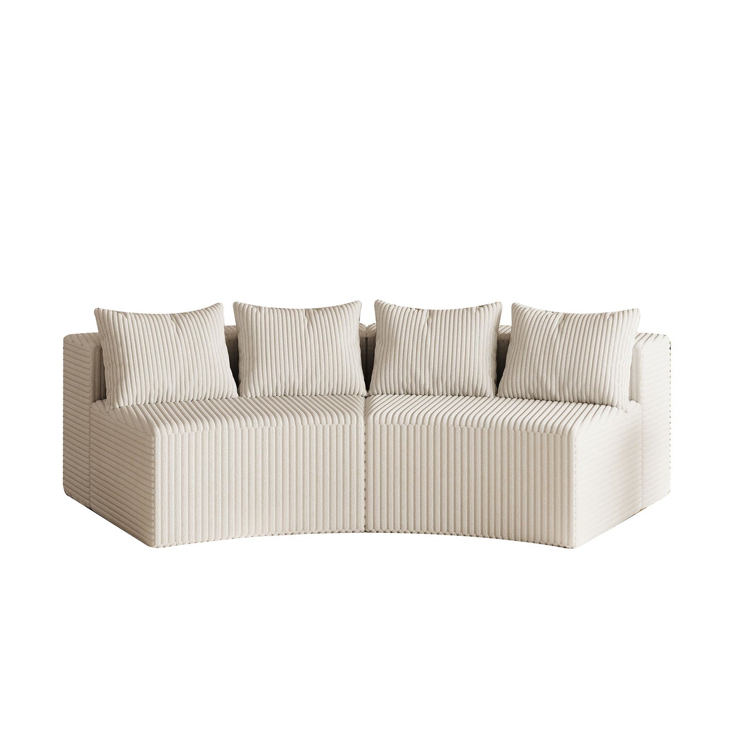 Curved Sectional Sofa With 4 Pillows, Modular Semi Circular Design