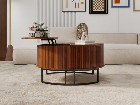 31.5" Round Coffee Table with Storage