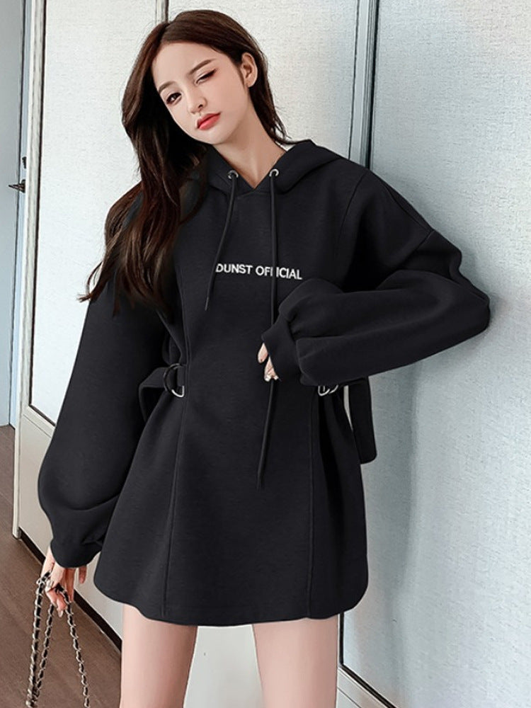 Plus Size Women's Fashion Mid Length Hooded Sweater
