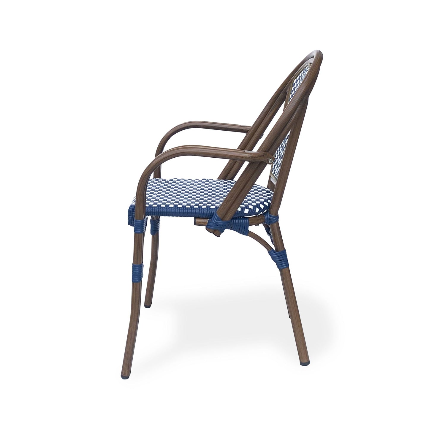 Bistro Chair With 2 Toned Checkered Pattern (Set of 2) - White / Navy