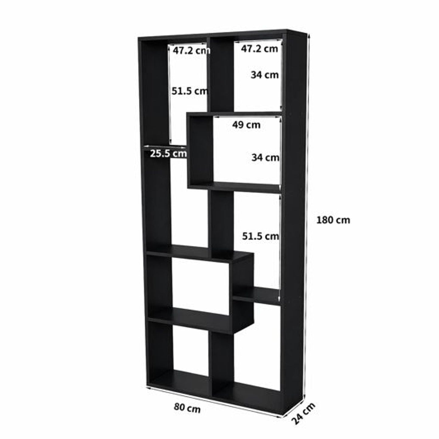 Asymmetrical Display Shelf & Bookcase, 5 Tier