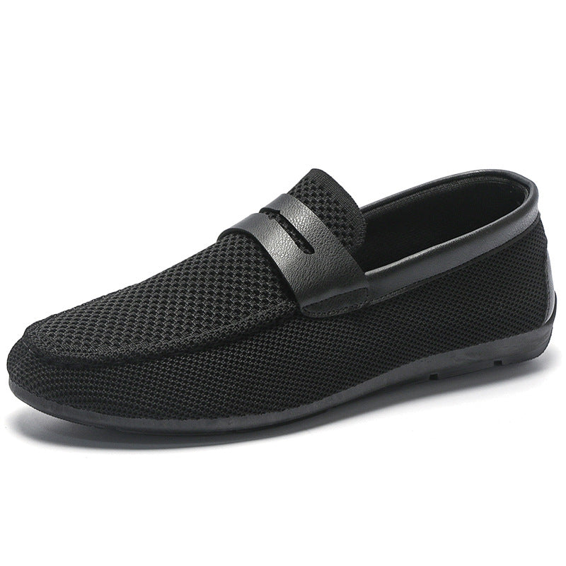 Mens Summer Flyknit Mesh Breathable Slip-On Casual Shoes
