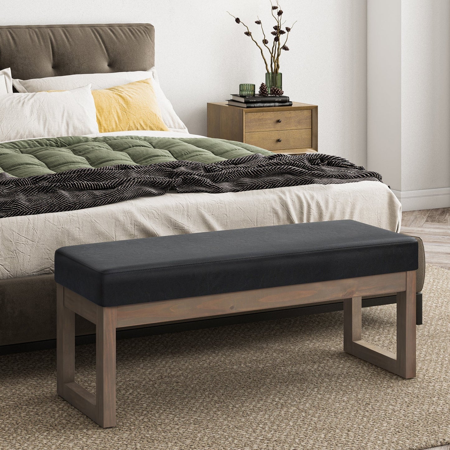 Milltown Large Ottoman Bench - Midnight Black