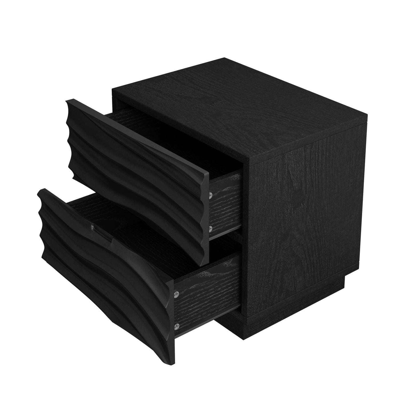 Nightstands, Bedside Table With 2 Drawers (Set of 2) - Black