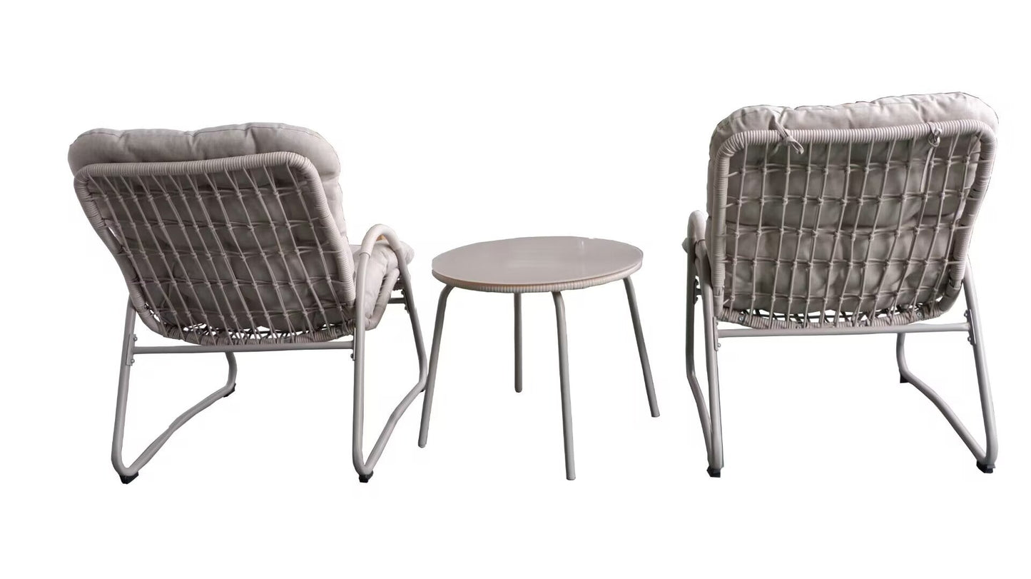Outdoor Iron Framed Wicker 3-Piece Patio Set