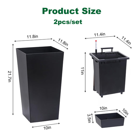 22" Tall Planter Set of 2, Outdoor & Indoor