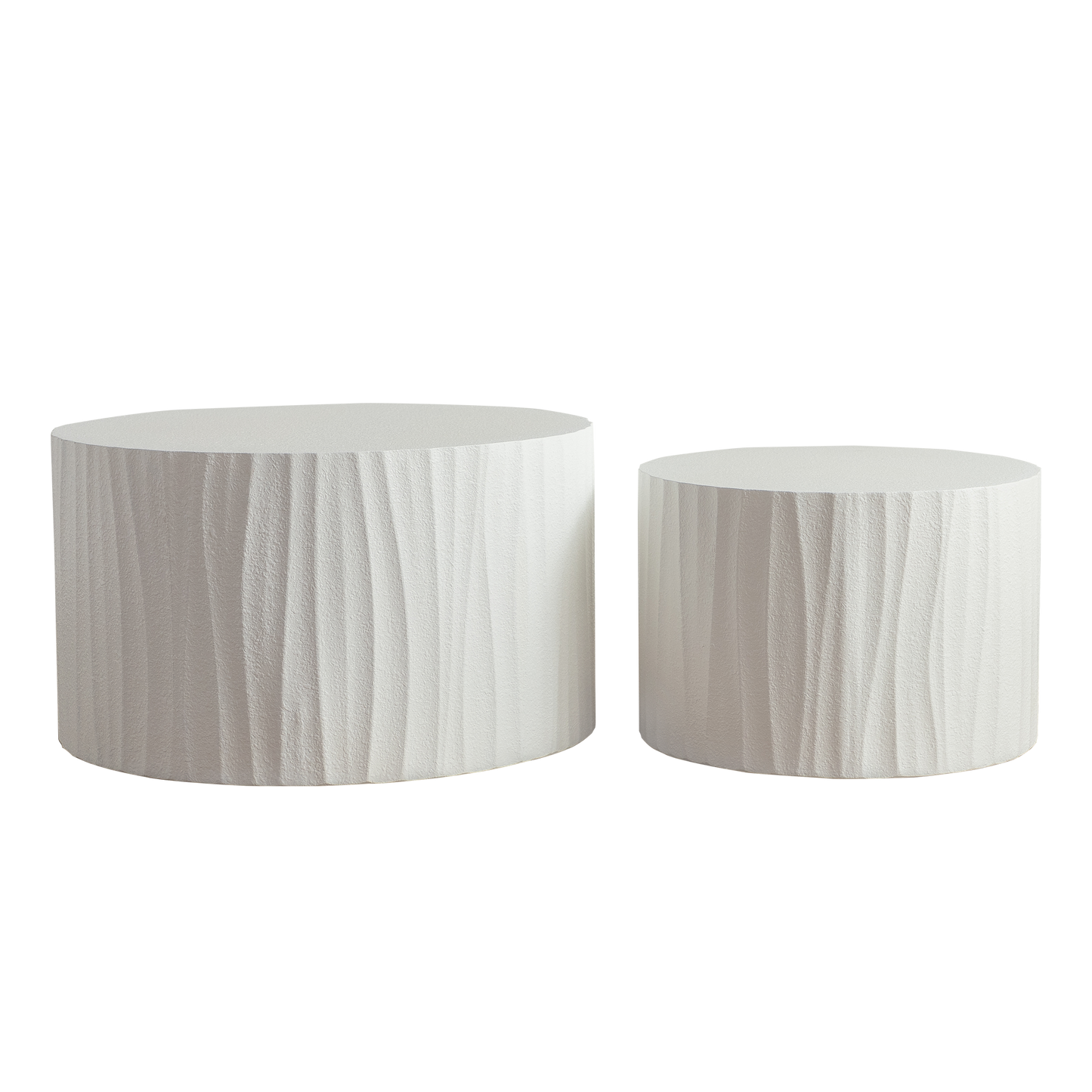 Nesting Coffee Table Set of 2 Round Wooden Tables