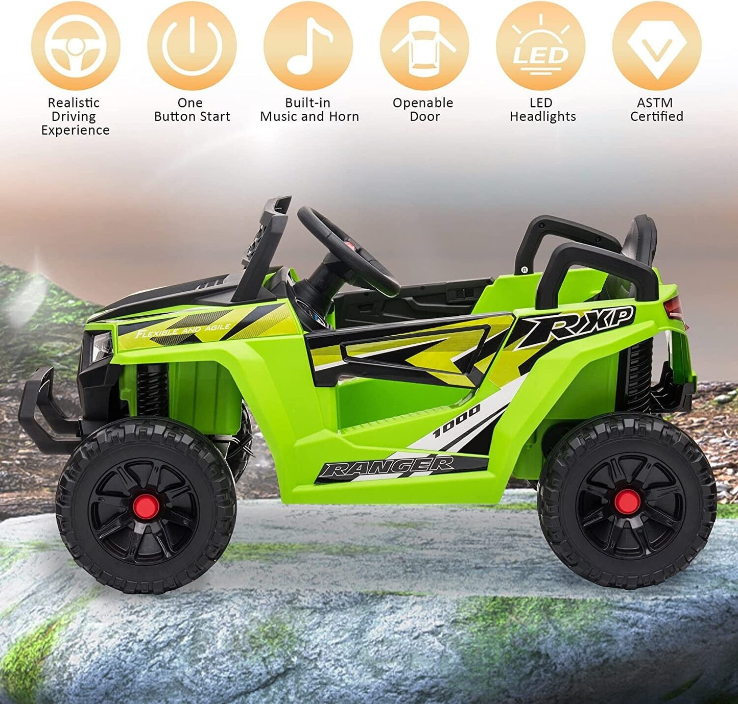 Electric Off-Road UTV Truck for Kids: 12V Ride-On with Forward and Reverse Function