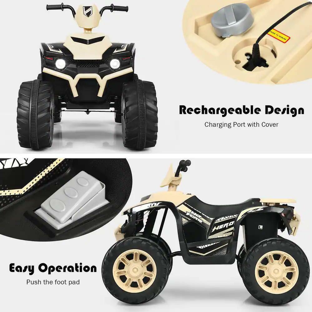 Electric Ride-On ATV Quad for Kids with LED Lights, Music, and Headlights