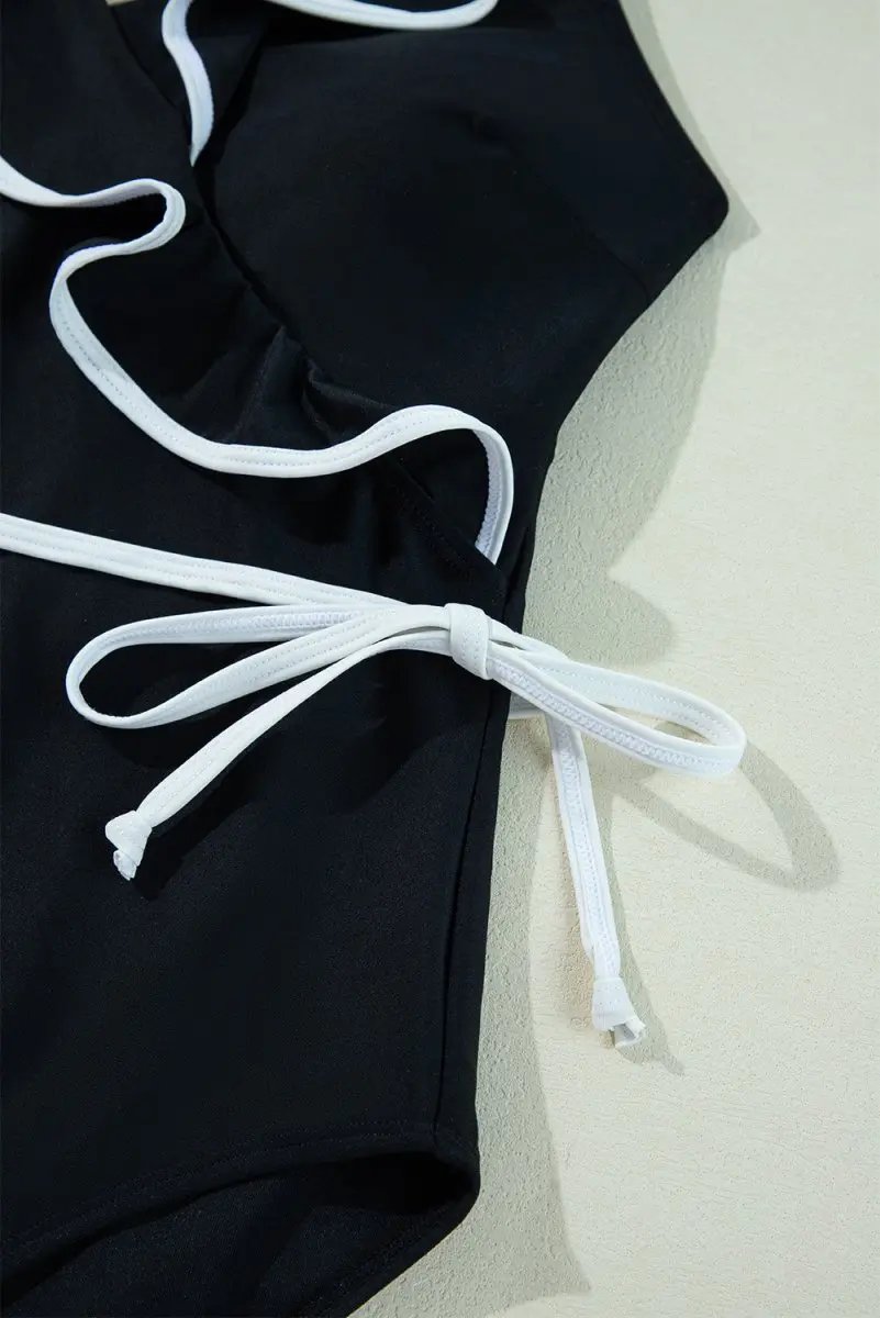 Accessories Love Salve Black Ruffle Swimsuit Vacation Women's One-Piece: Elegant & Flattering
