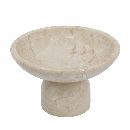 7x7x4" Round Marble Pedestal Fruit Bowl