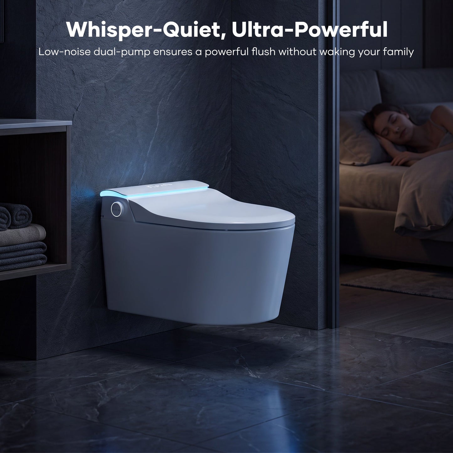Wall-Mounted Smart Toilet with Automatic Lid Opening