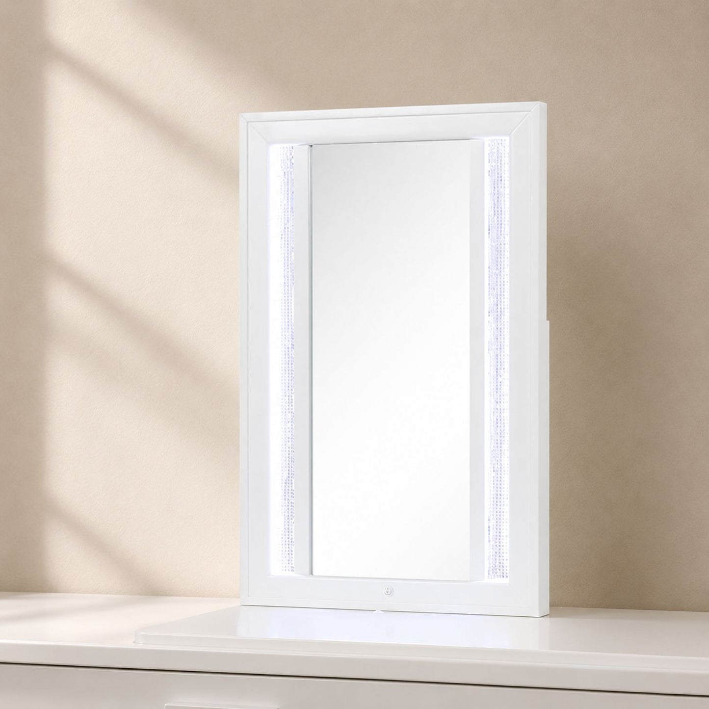 Abigale - Nightstand With Mirror Top, LED Lighting (Includes Mirror And Nightstand) - White