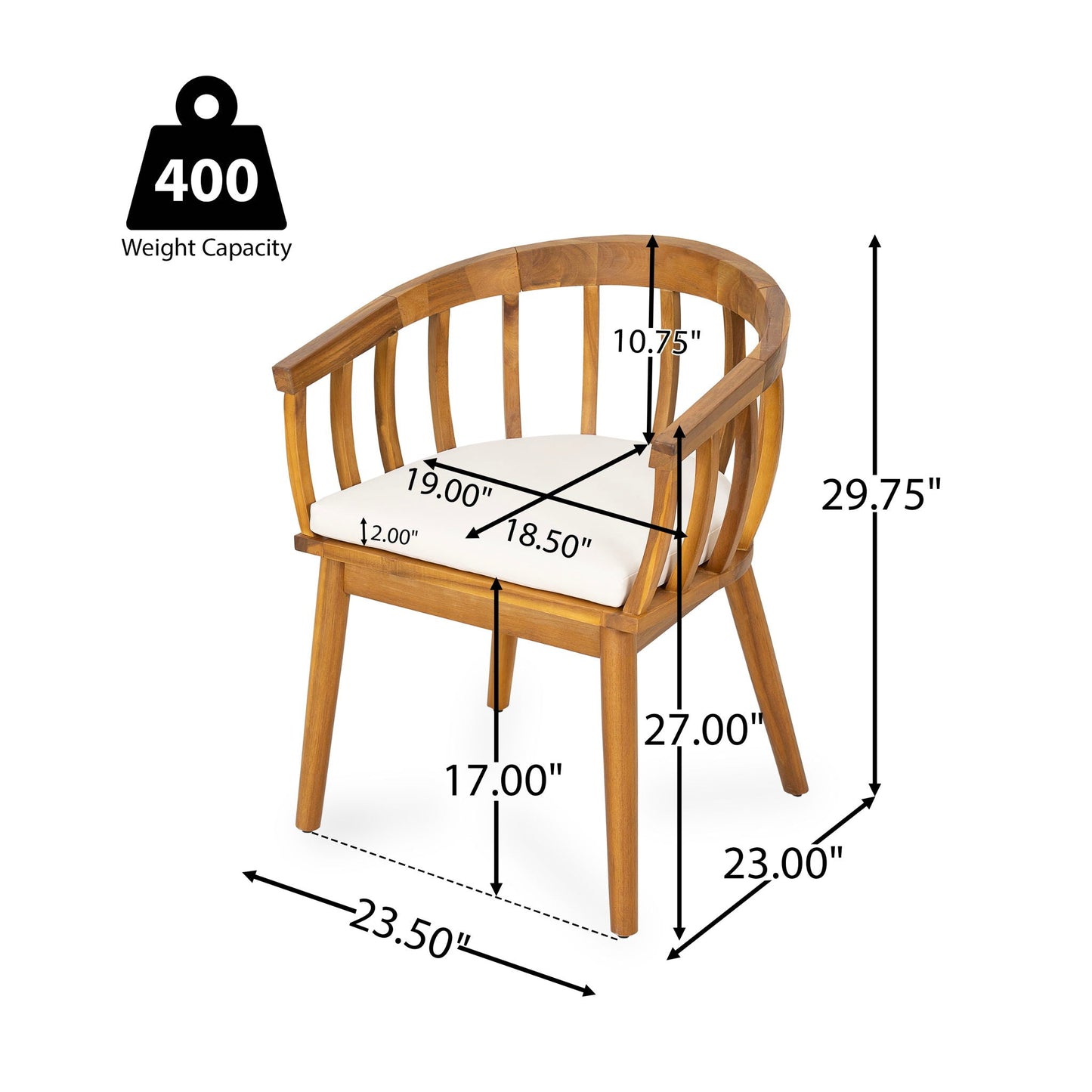 Klismos Dining Armchair (Set of 2) - Teak / Beige