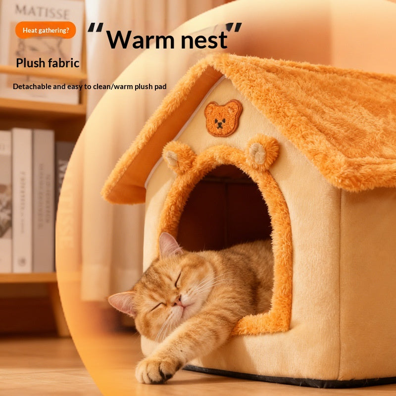 Cat Bed, Winter Warm, Enclosed, All-season, Removable And Washable, Suitable For Cats And Dogs.