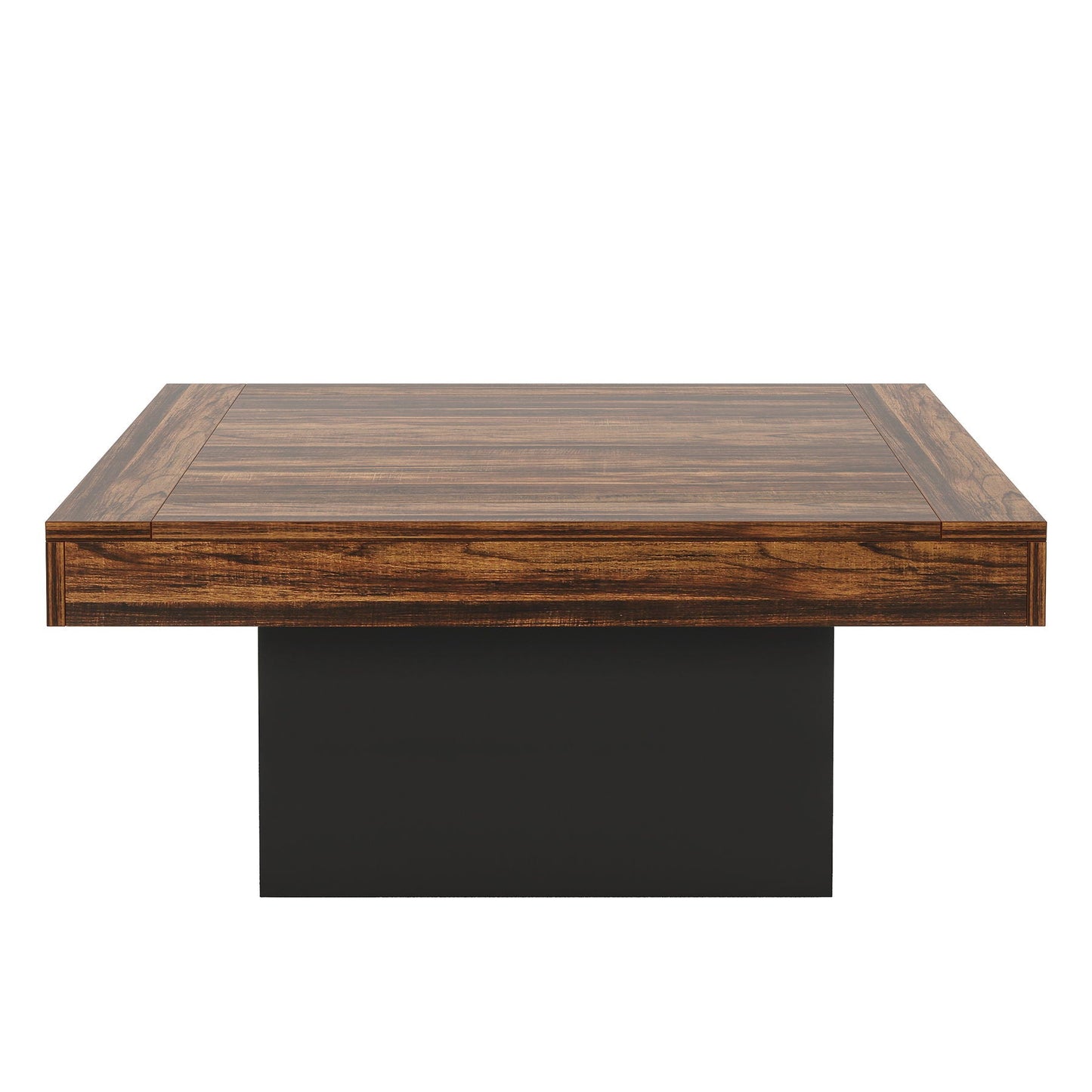 LED Coffee Table With Base, Center Table For Living Room - Rustic Brown