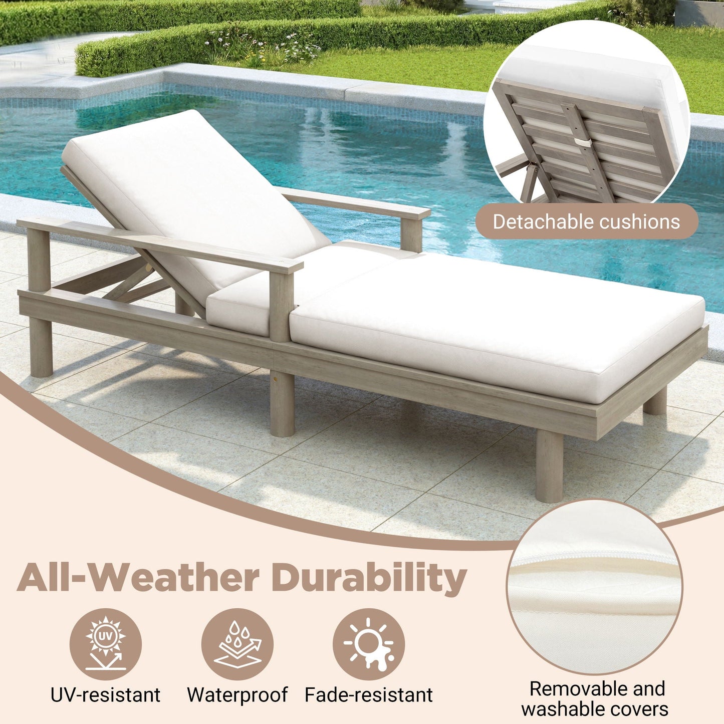 5 Position Adjustable Outdoor Chaise Lounge