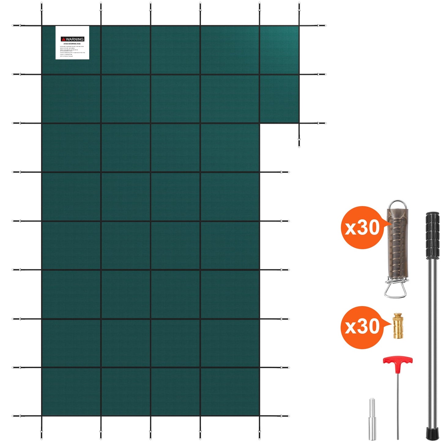 Inground Pool Safety Cover, 22 ft x 42 ft Rectangular Winter Pool Cover with Right Step