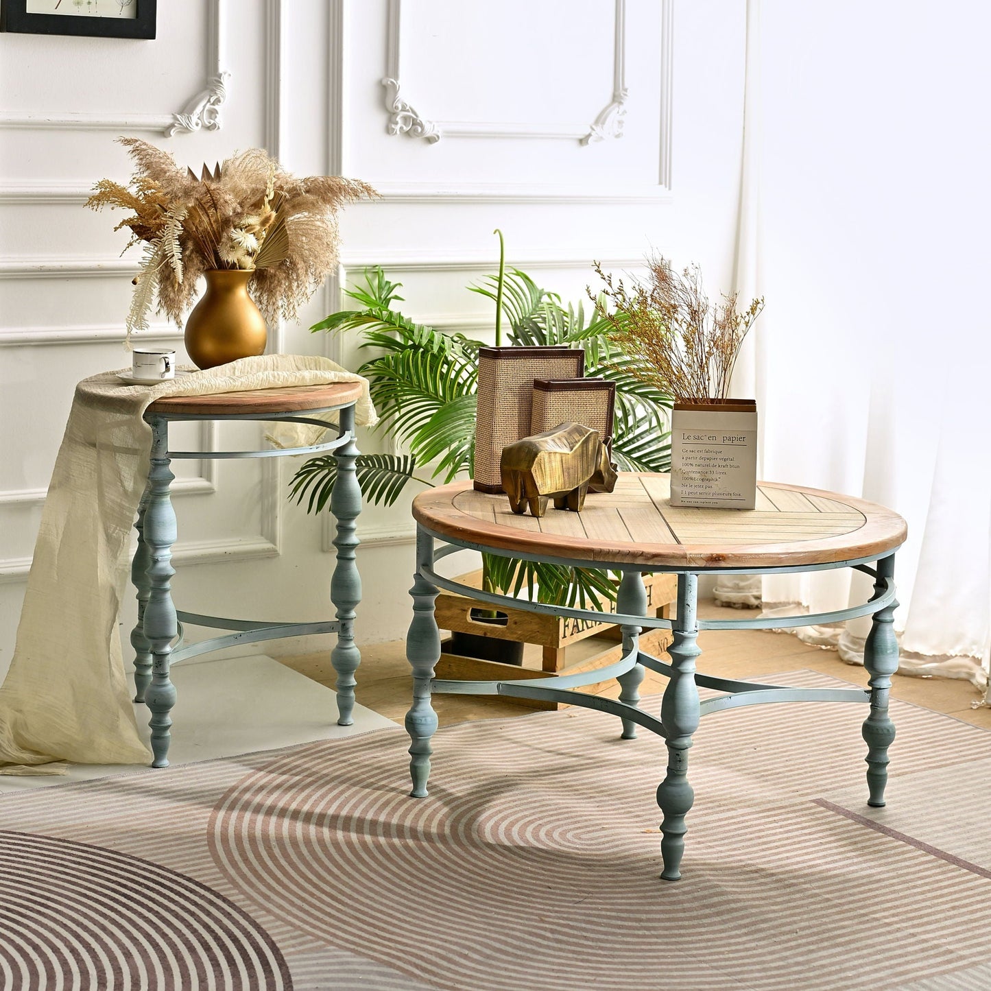 Round Top Carved Table For Living Room