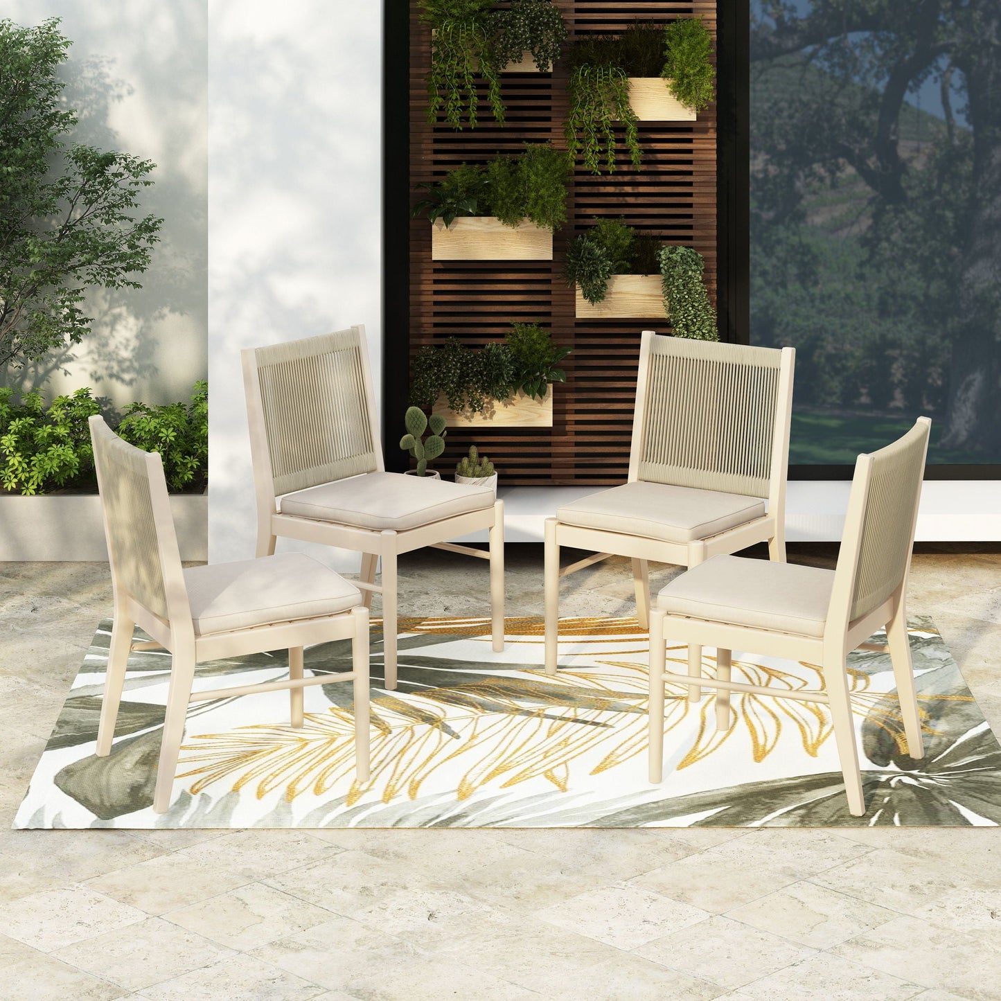 Cordoba Dining Chair Set of 2 - Comfortable Armless Beige Chairs
