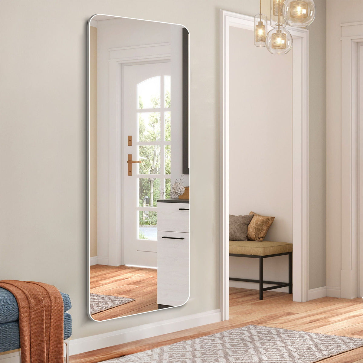 Full Body Round Corner Mirror For Living Room