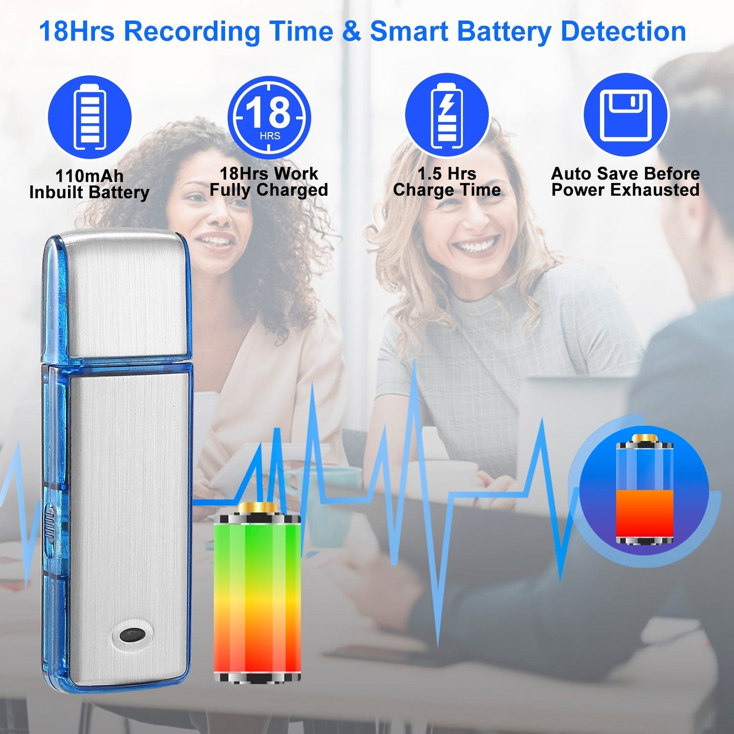 Mini Voice Recorder 8GB Digital Sound Audio Activated Recorder USB Flash Drive Disk w/ 96Hrs Recording U Disk Recorder For Meeting Lectures