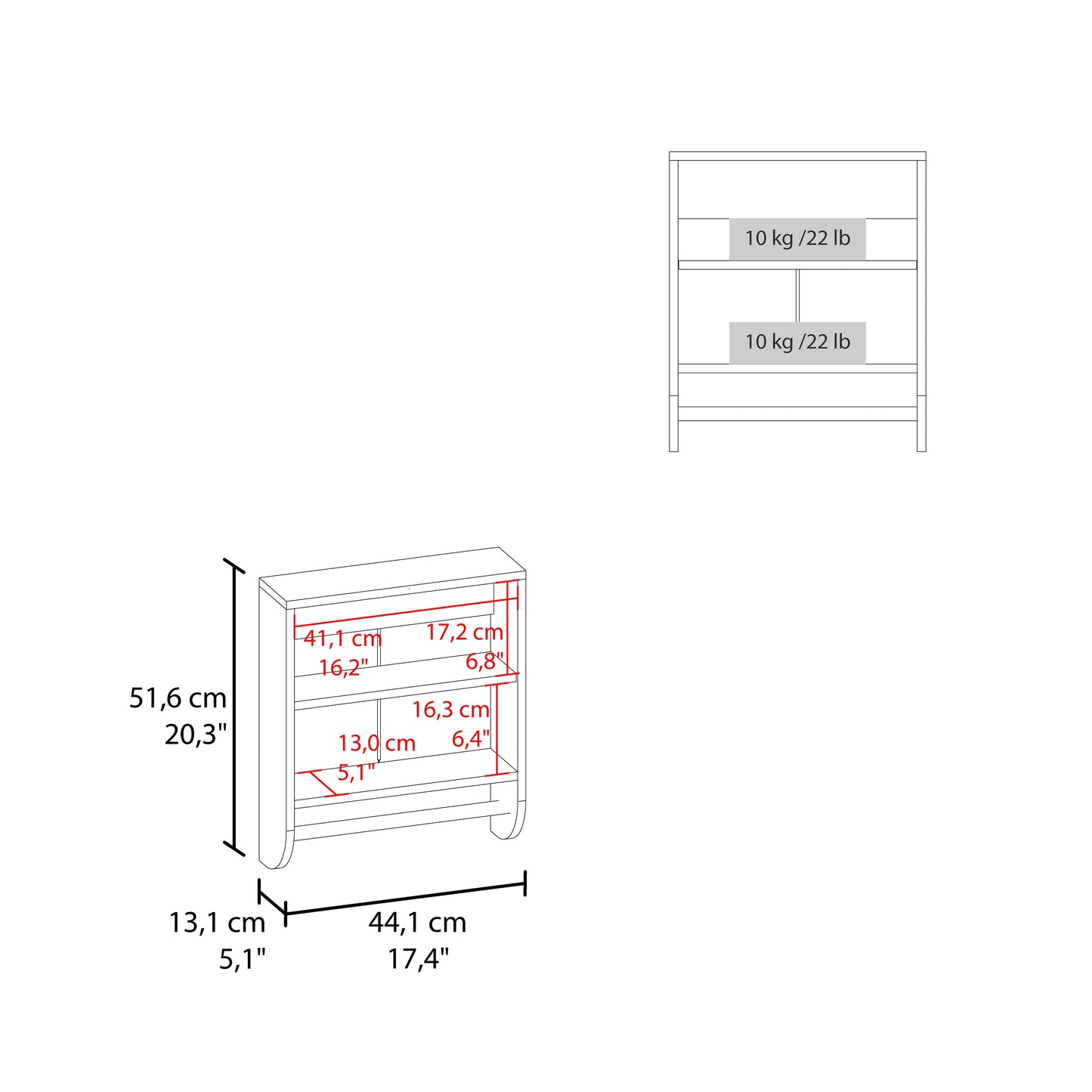 Medicine Cabinet 20.30" H with 2 Shelves and 2 Doors