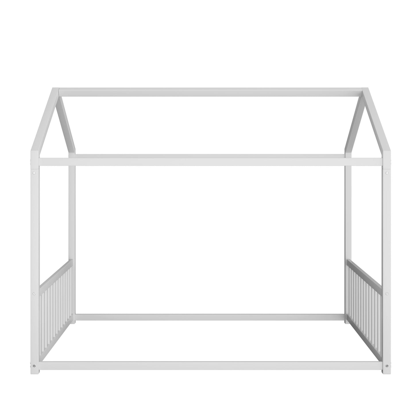 Montessori Style Floor House Shaped Bed With Safety Guardrails