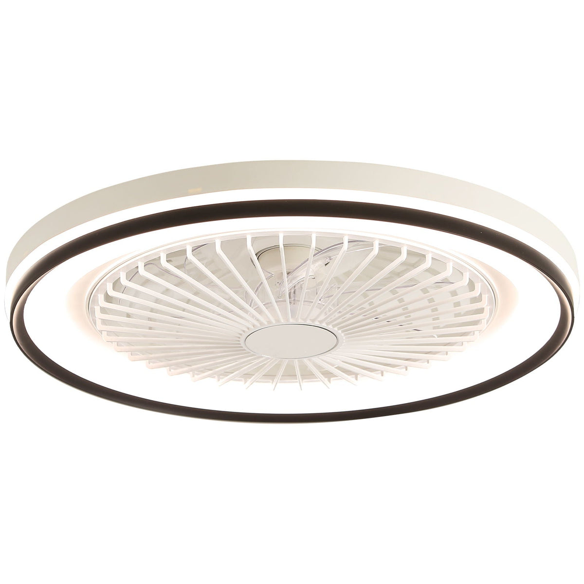 RGB Dimmable LED Bladeless Ceiling Fan with Remote Control, Flush Mount - White