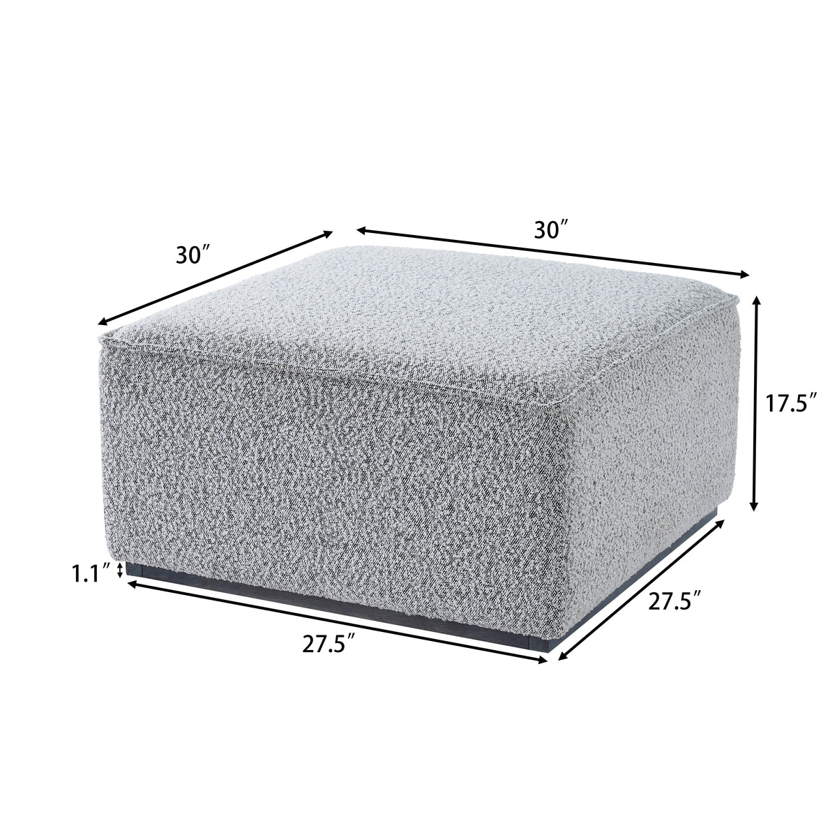 Square Upholstered Ottoman with Black-and-White Fabric