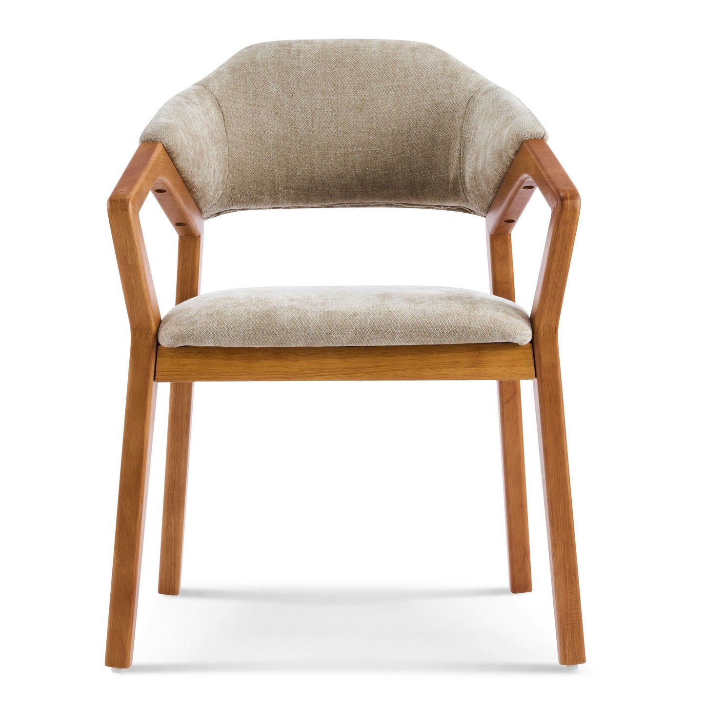 Indoor Upholstered Dining Chair Set of 2 - Oatmeal / Teak