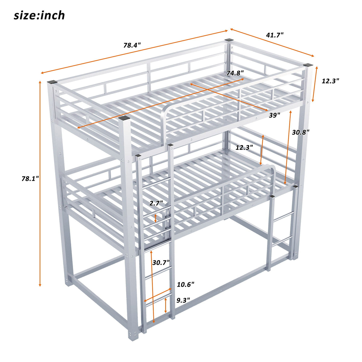 Triple Bunk Bed With Sturdy Construction And Space Saving Design