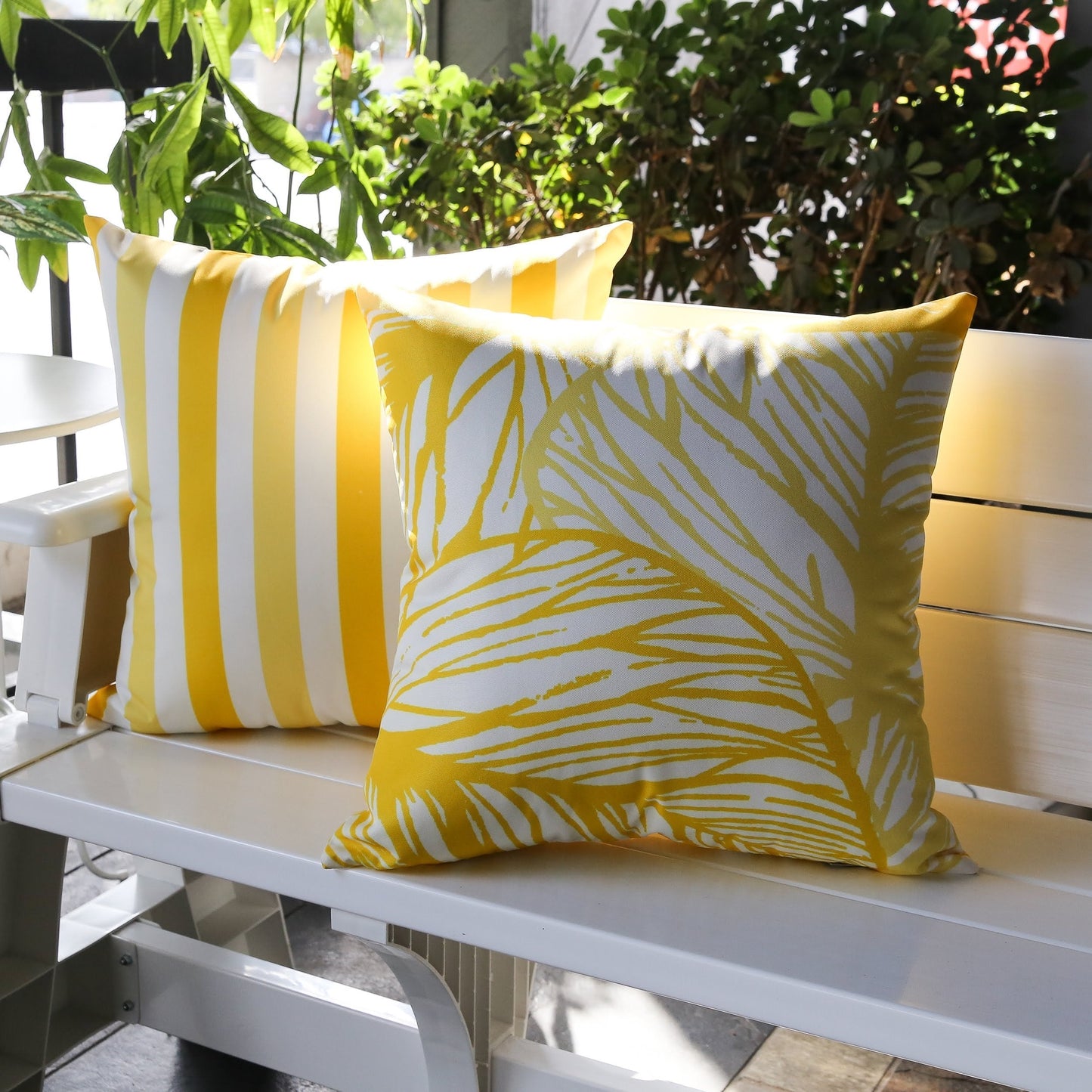 Leaf Vein Yellow Outdoor & Indoor Pillow