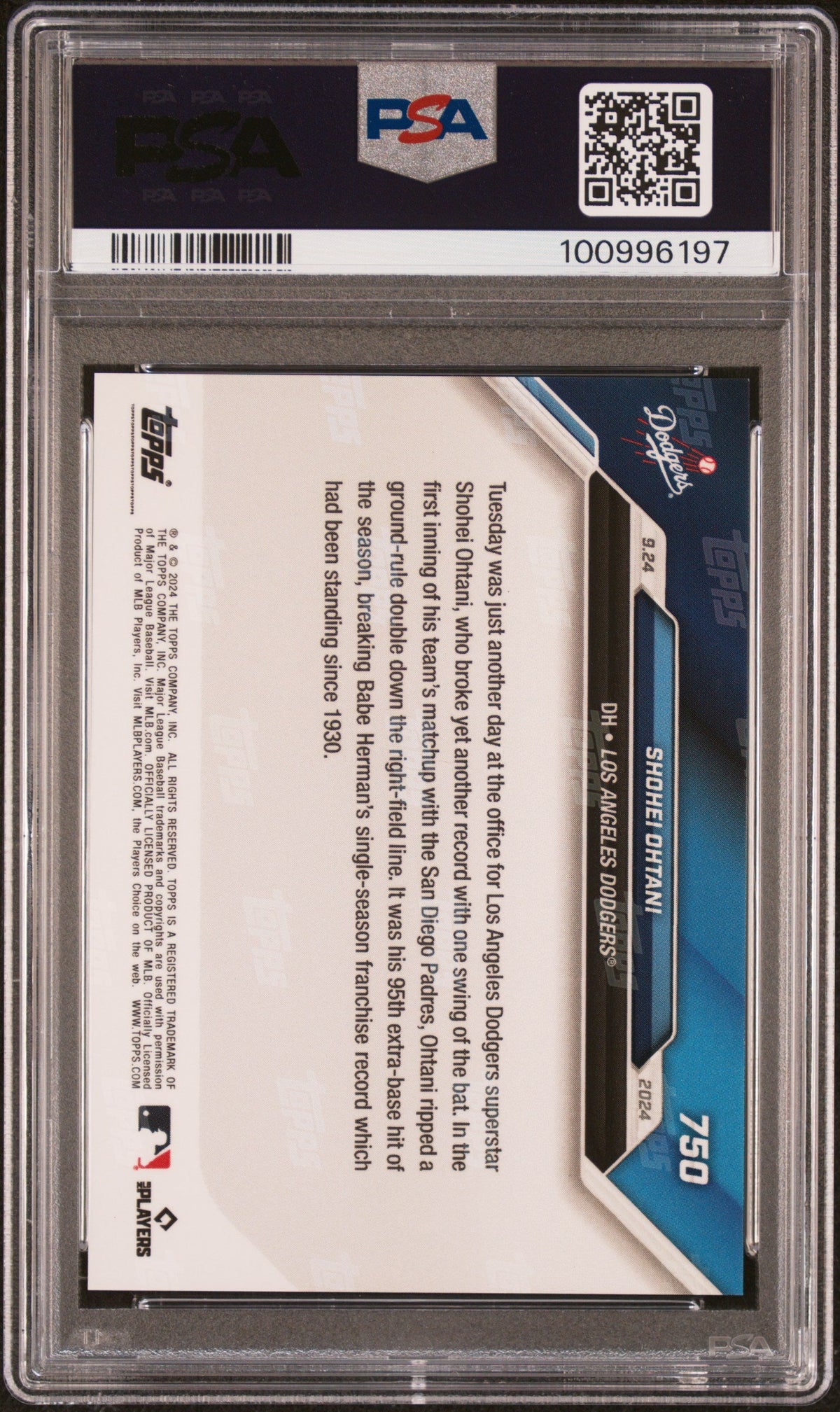 Graded 2024 Topps Now Shohei Ohtani #750 Baseball Card PSA 10 Gem Mint