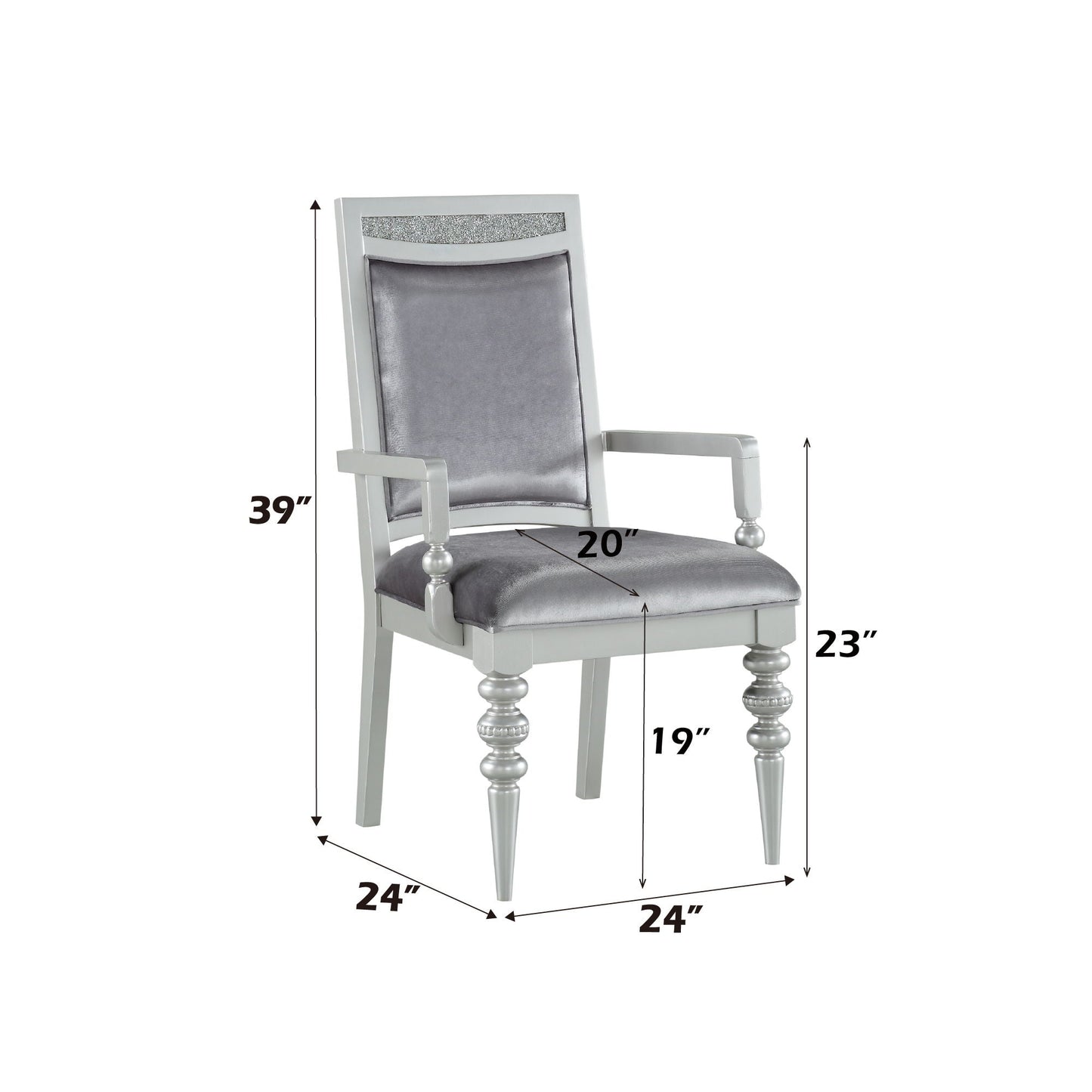 Maverick Arm Chair Set of 2 - Silver