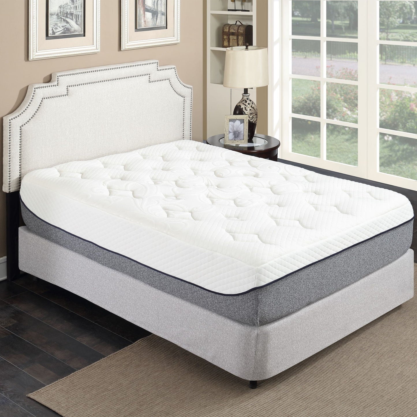 13" Ultra Plush Gel Memory Foam Mattress For Bed With Double Layered Jacquard Cover - Gray / White - King