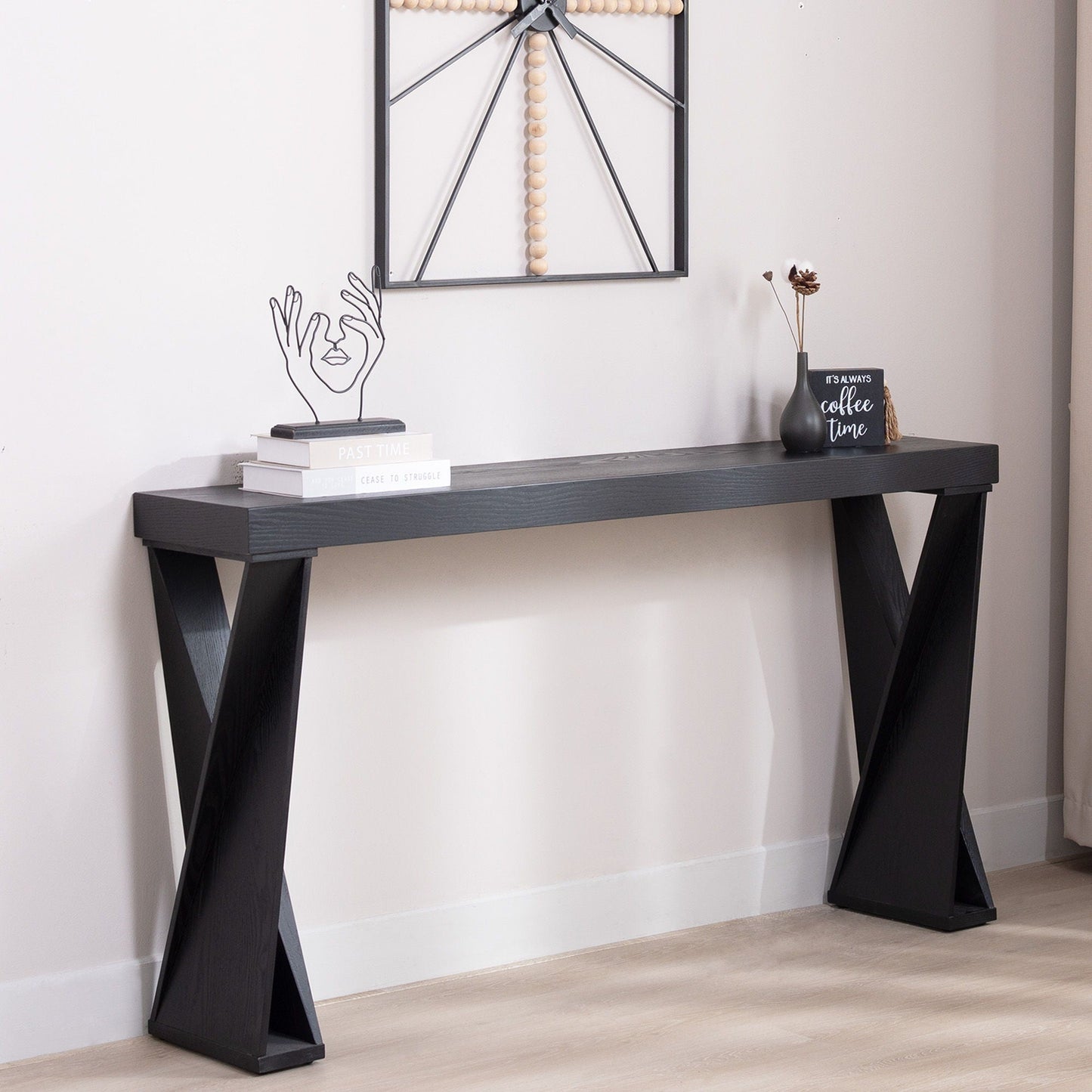 Console Table With Crossed Legs For Hallway - Black