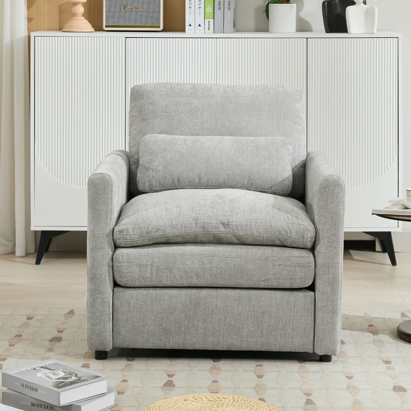Cozy Upholstered Cushion Armchair For Living Room