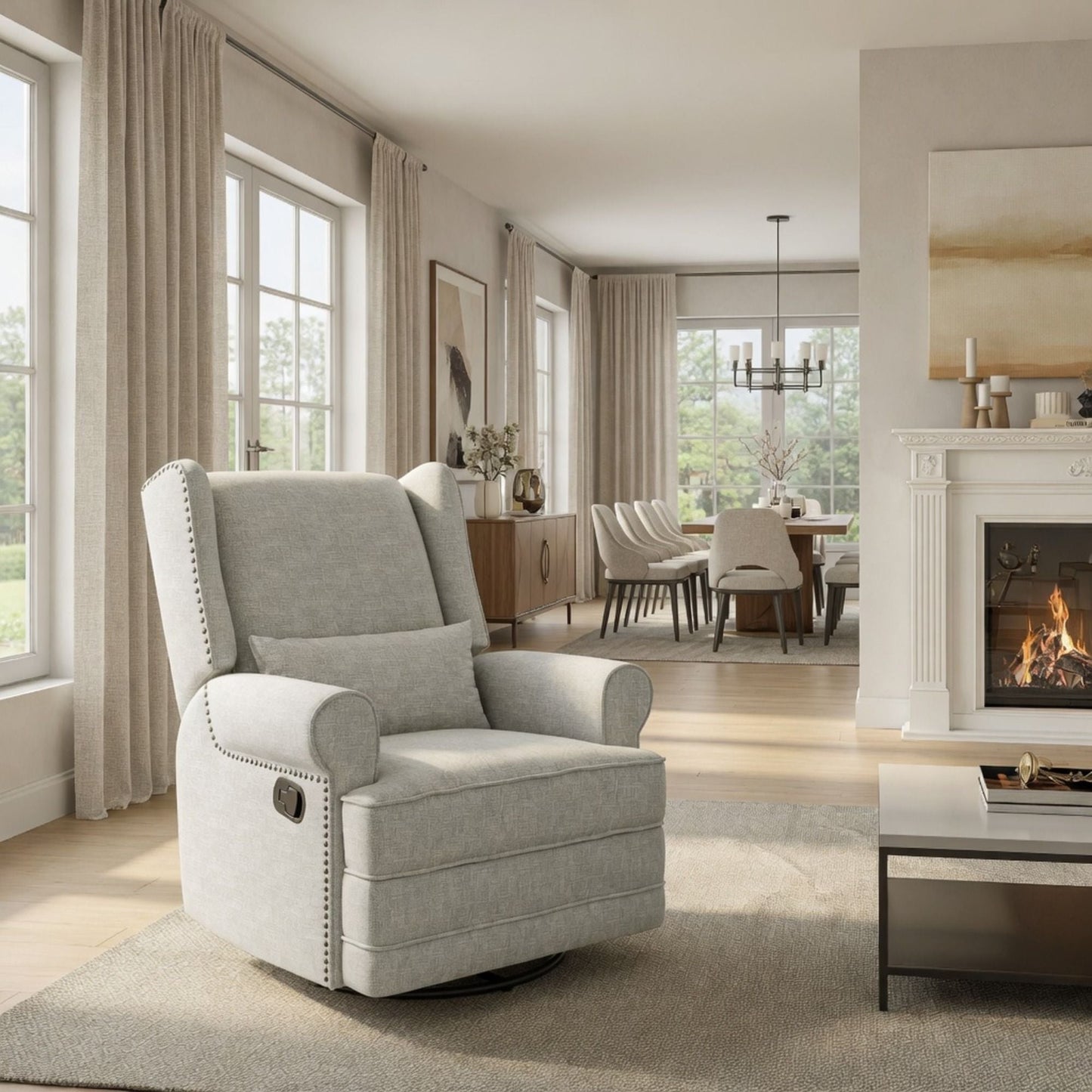 Extra Wide Swivel Recliner Glider Chair With Footrest