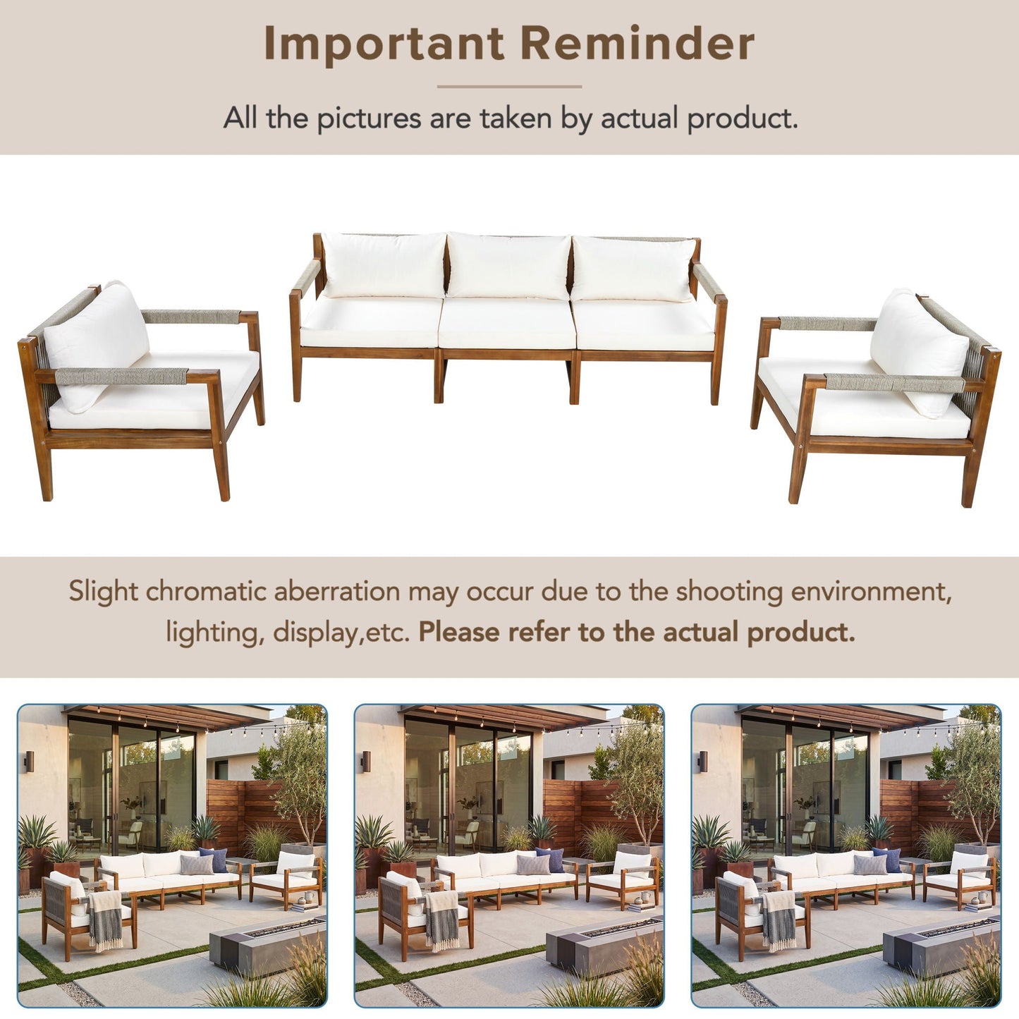 3 Piece Outdoor Sectional Sofa Set