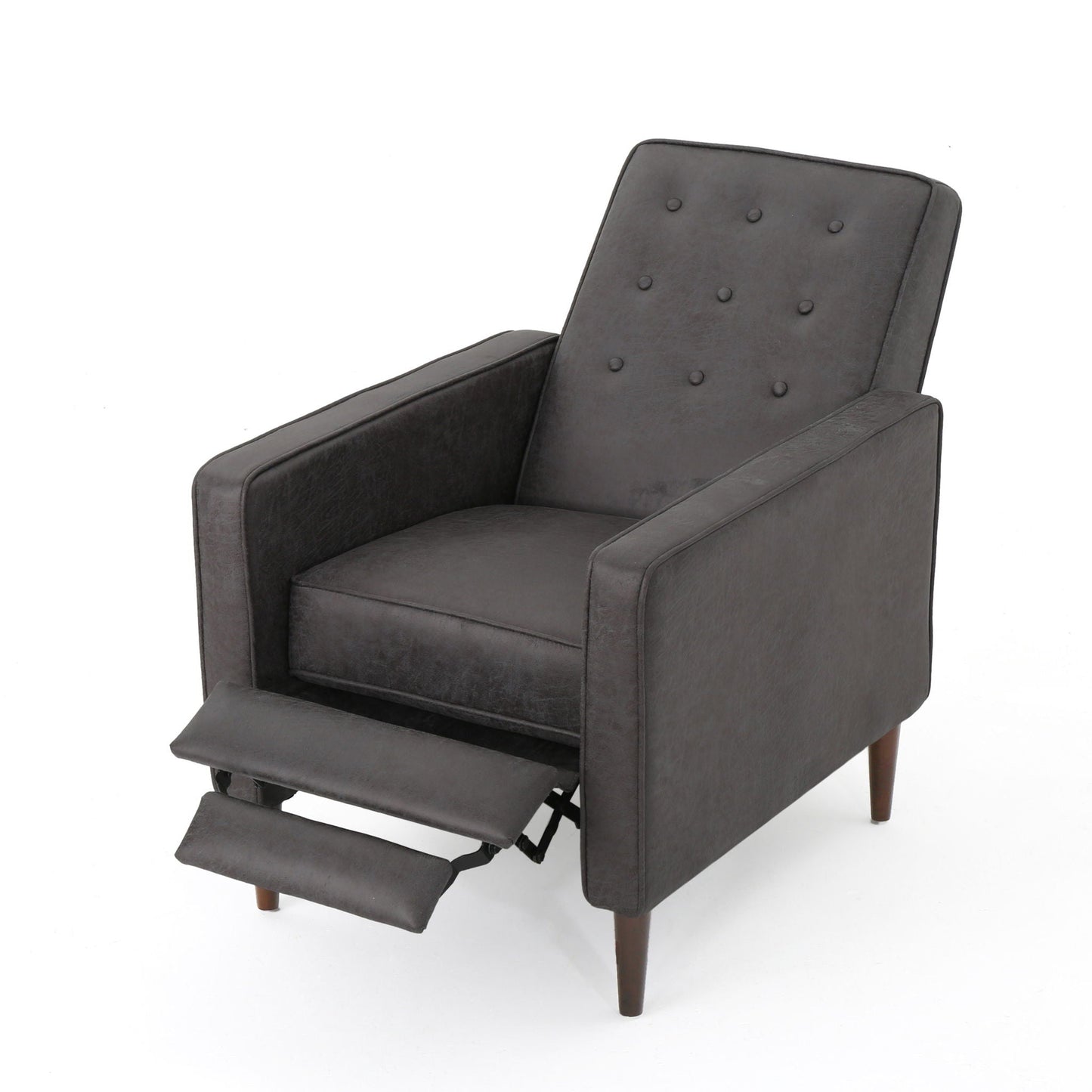 Macedonia - Mid Century Modern Button Tufted Fabric Recliner - Slate