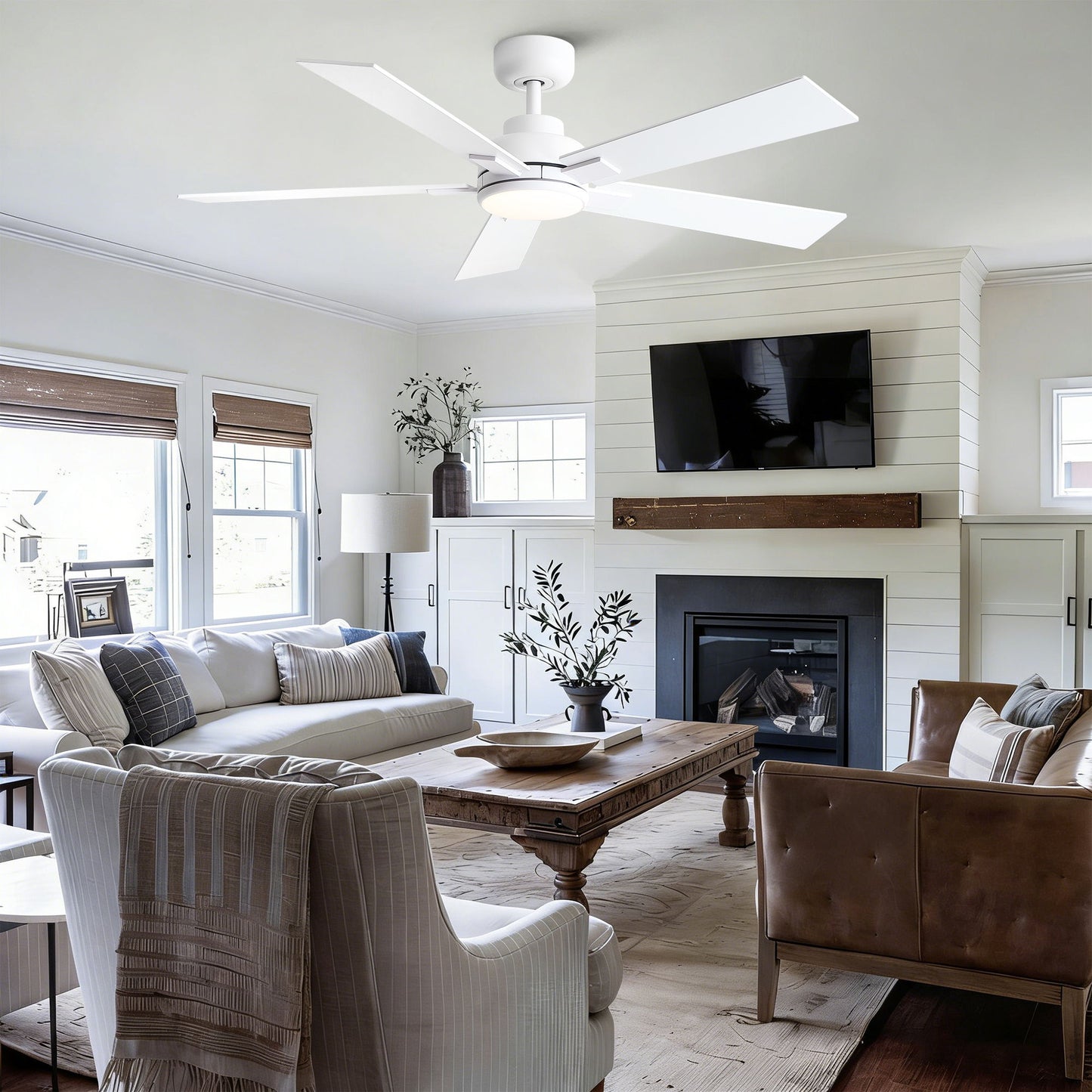 Reversible Motor Integrated LED Dimmable Ceiling Fan With Light