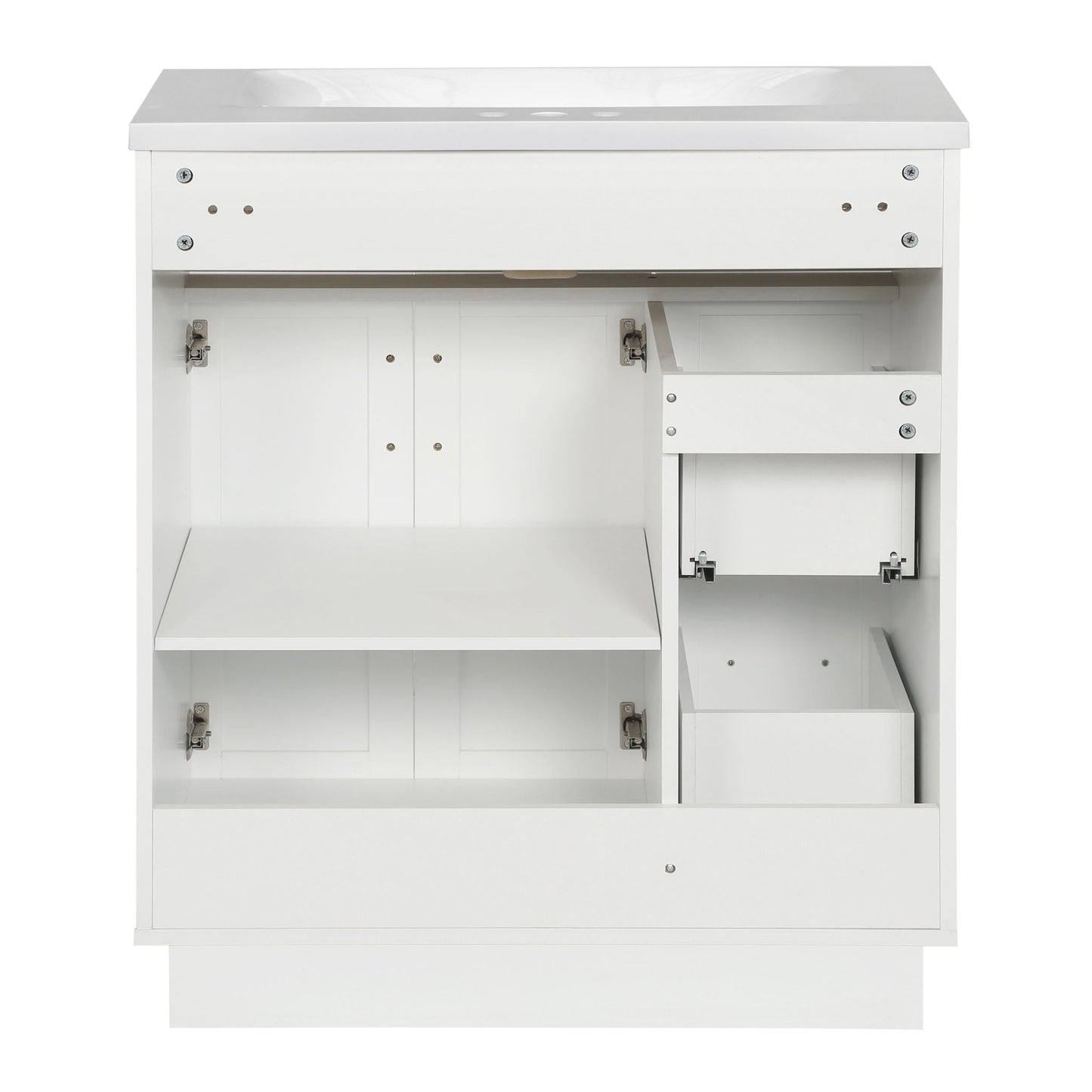 Bathroom Vanity With 2 Doors, 2 Drawers, Adjustable Shelf, Hidden Slides & Soft Close Hinges